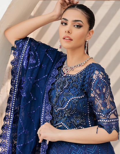 Belle Robe by Emaan Adeel Unstitched 2 Piece Embroidered Net Suit BREA22-5 BL-510 - Luxury Collection Brand Mafia by Zonash