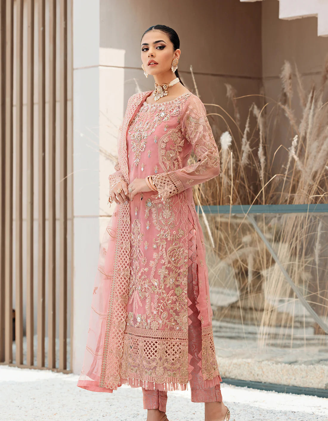 Belle Robe by Emaan Adeel Unstitched 2 Piece Embroidered Organza Suit BREA22-5 BL-503 - Luxury Collection Brand Mafia by Zonash