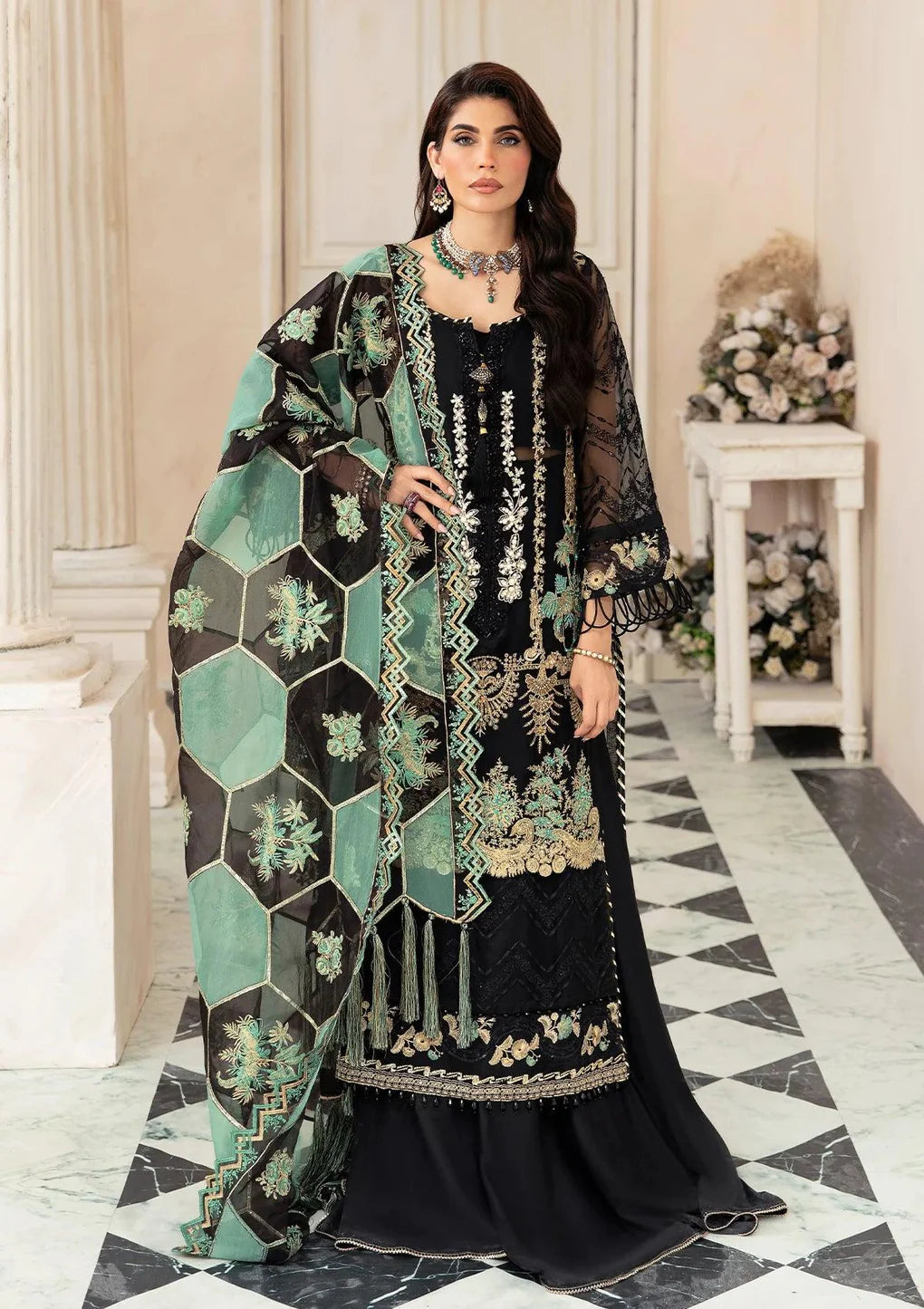 Celebrations By Elaf Unstitched 3 Piece Embroidered Suit EF23C ECH-08 ZARTAAJ- Luxury Collection Brand Mafia by Zonash