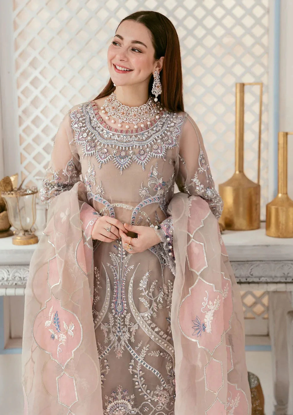 Celebrations by Elaf Unstitched 3 Piece Embroidered Organza Suit EF22C ECC-6 Mona Lisa - Luxury Collection Brand Mafia by Zonash