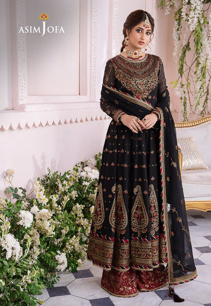 Chandni By Asim Jofa Unstitched 3 Piece Embroidered Chiffon Suit AJ23CH AJCC-06 - Luxury Collection Brand Mafia by Zonash