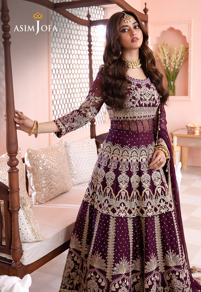 Chandni By Asim Jofa Unstitched 3 Piece Embroidered Chiffon Suit AJ23CH AJCC-10 - Luxury Collection Brand Mafia by Zonash