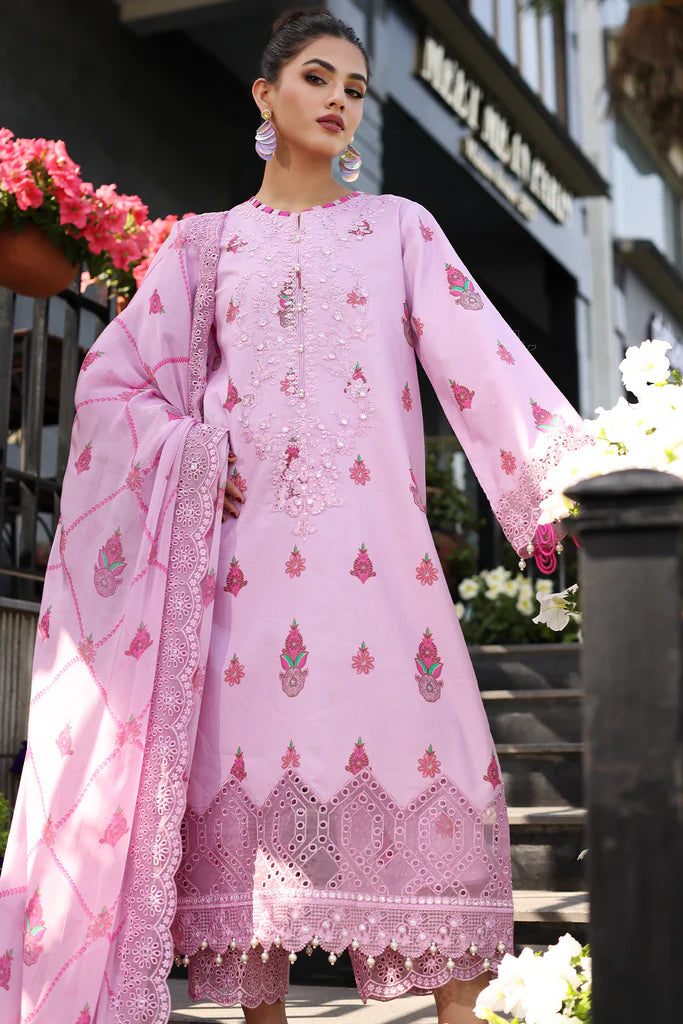 Charizma Rang-E-Bahar Pink Unstitched 3 Piece Embroidered Lawn Suit CRZ24RB CRB4-09 - Spring Summer Collection Brand Mafia by Zonash