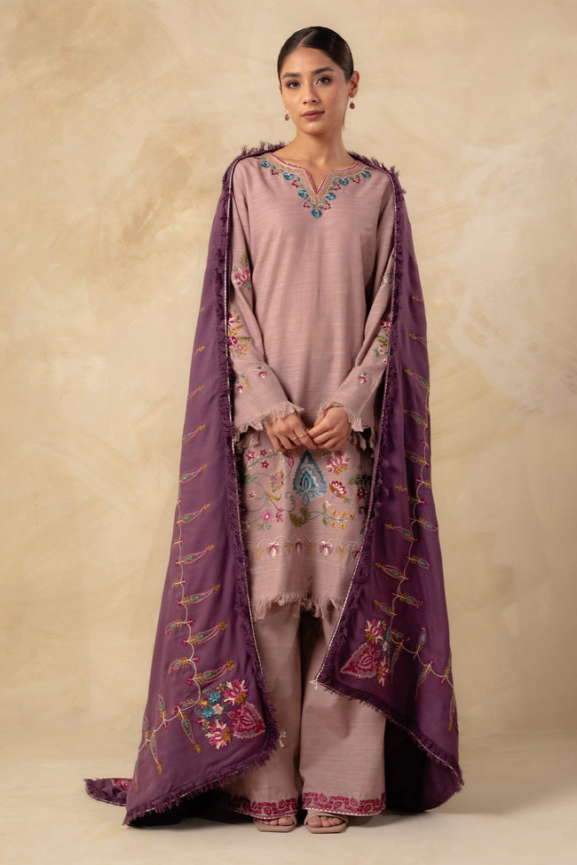 Coco By Zara Shahjahan Unstitched 3 Piece Embroidered Khaddar Suit CZS23W 1A - Winter Collection Brand Mafia by Zonash