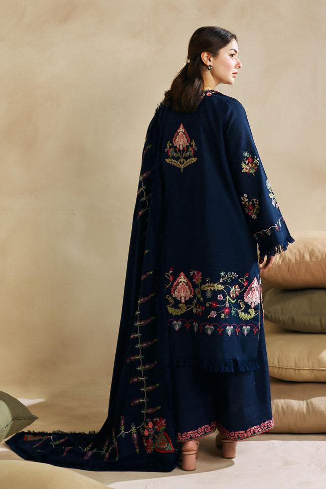 Coco By Zara Shahjahan Unstitched 3 Piece Embroidered Khaddar Suit CZS23W 1B - Winter Collection Brand Mafia by Zonash