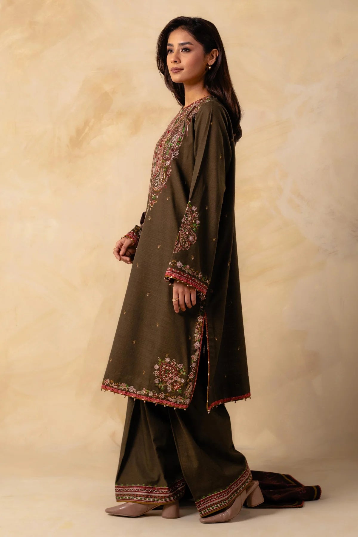 Coco By Zara Shahjahan Unstitched 3 Piece Embroidered Khaddar Suit CZS23W 2A - Winter Collection Brand Mafia by Zonash