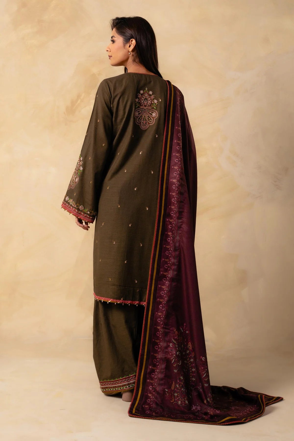 Coco By Zara Shahjahan Unstitched 3 Piece Embroidered Khaddar Suit CZS23W 2A - Winter Collection Brand Mafia by Zonash