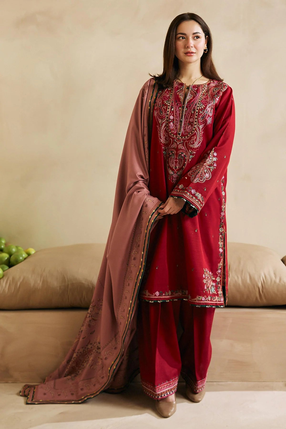 Coco By Zara Shahjahan Unstitched 3 Piece Embroidered Khaddar Suit CZS23W 2B - Winter Collection Brand Mafia by Zonash