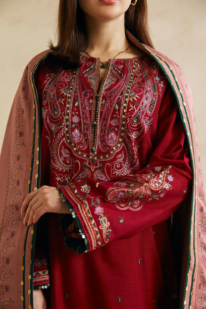 Coco By Zara Shahjahan Unstitched 3 Piece Embroidered Khaddar Suit CZS23W 2B - Winter Collection Brand Mafia by Zonash