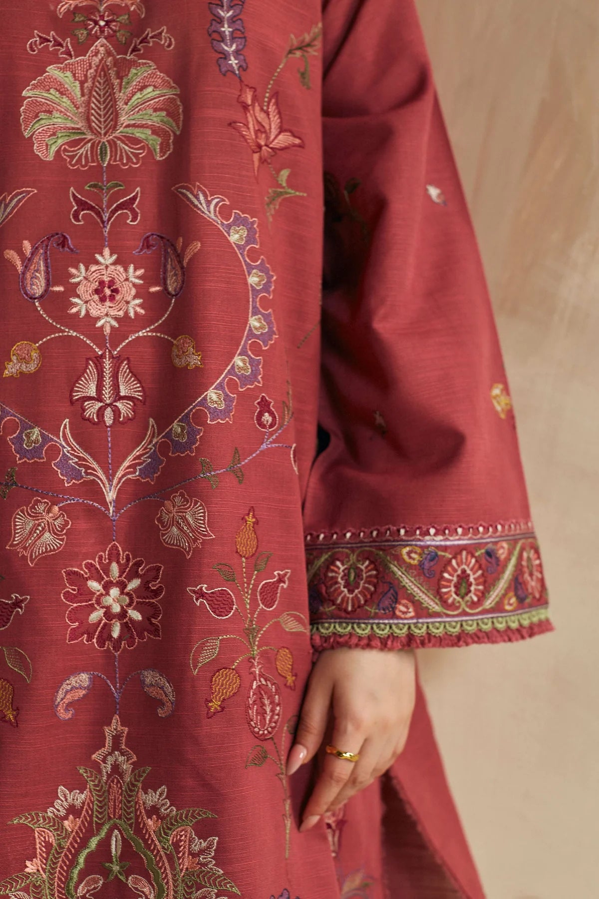 Coco By Zara Shahjahan Unstitched 3 Piece Embroidered Khaddar Suit CZS23W 6A - Winter Collection Brand Mafia by Zonash