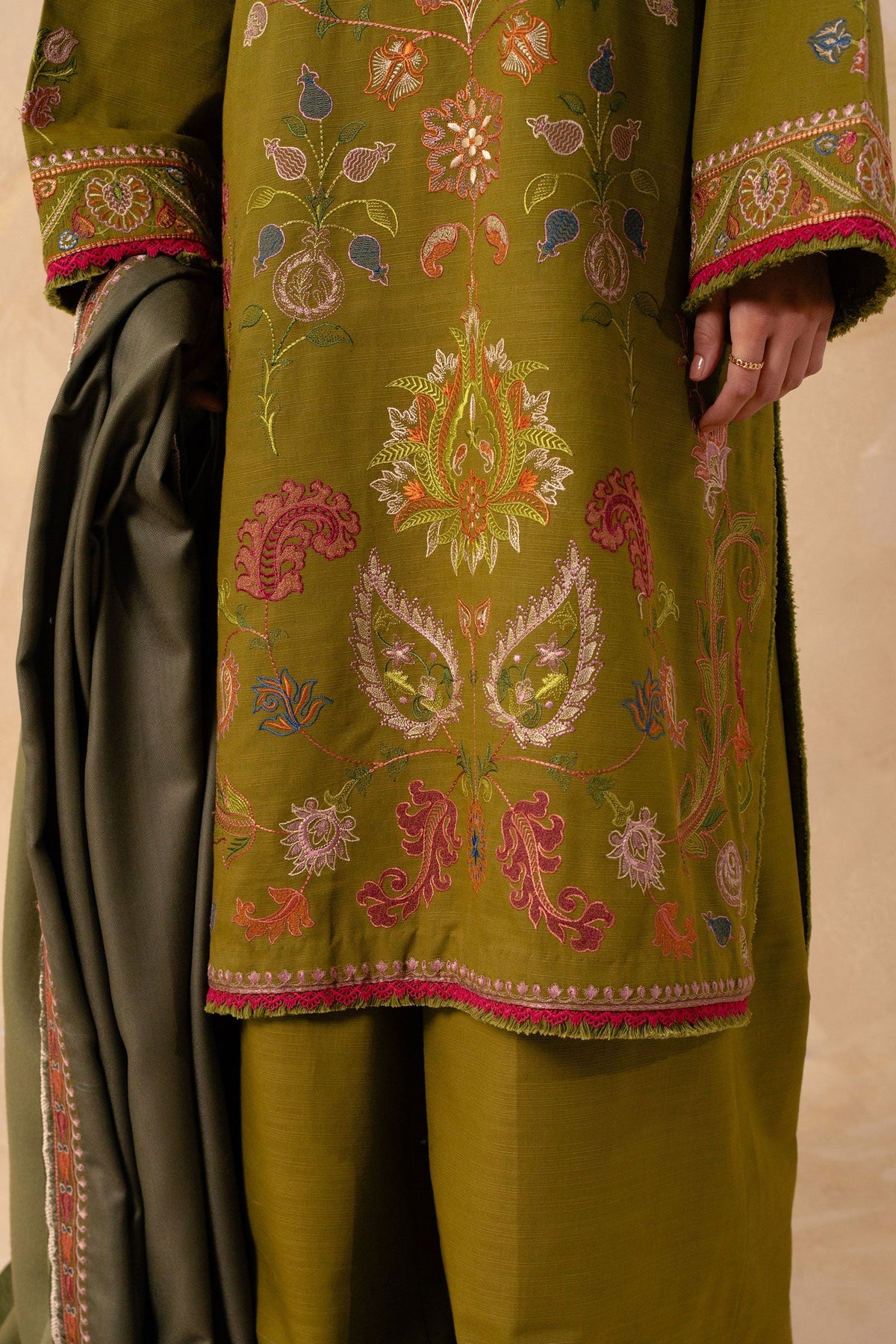 Coco By Zara Shahjahan Unstitched 3 Piece Embroidered Khaddar Suit CZS23W 6B - Winter Collection Brand Mafia by Zonash