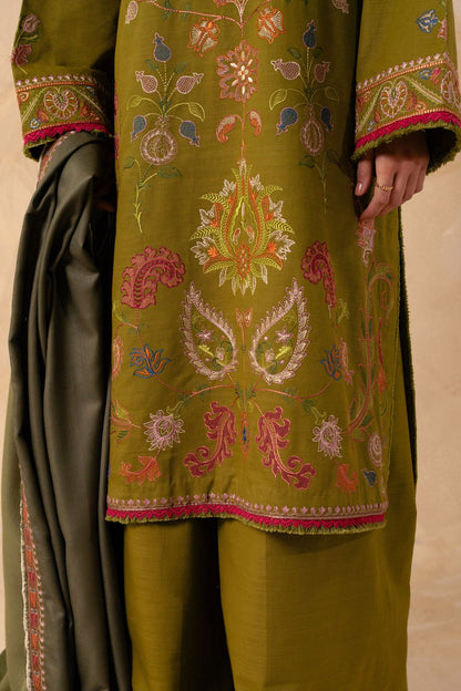 Coco By Zara Shahjahan Unstitched 3 Piece Embroidered Khaddar Suit CZS23W 6B - Winter Collection Brand Mafia by Zonash