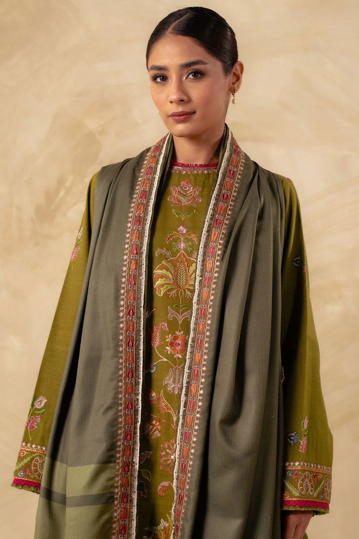 Coco By Zara Shahjahan Unstitched 3 Piece Embroidered Khaddar Suit CZS23W 6B - Winter Collection Brand Mafia by Zonash