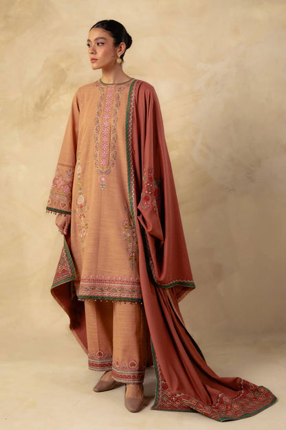 Coco By Zara Shahjahan Unstitched 3 Piece Embroidered Khaddar Suit CZS23W 7A - Winter Collection Brand Mafia by Zonash