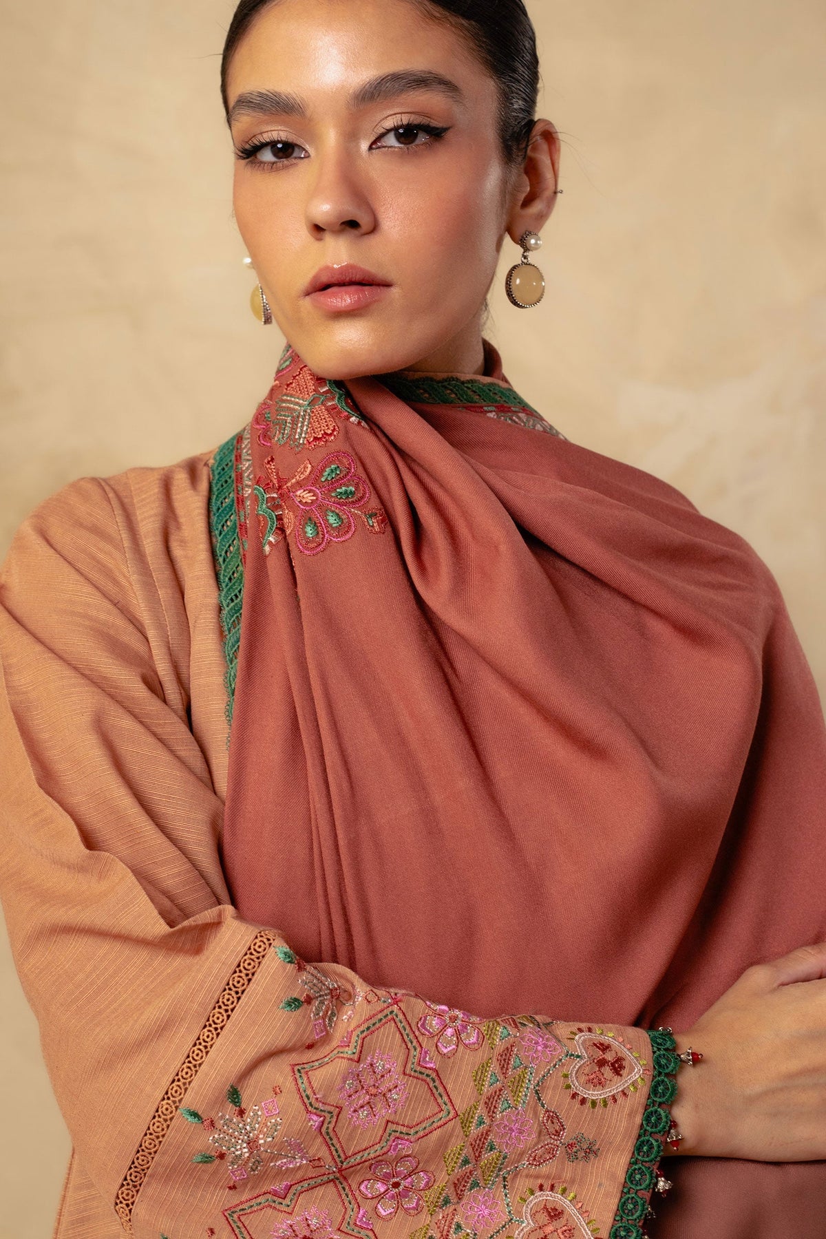 Coco By Zara Shahjahan Unstitched 3 Piece Embroidered Khaddar Suit CZS23W 7A - Winter Collection Brand Mafia by Zonash