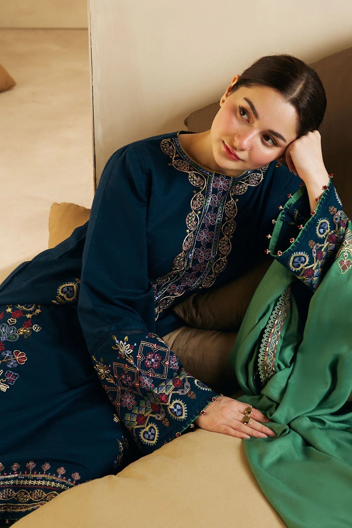 Coco By Zara Shahjahan Unstitched 3 Piece Embroidered Khaddar Suit CZS23W 7B - Winter Collection Brand Mafia by Zonash