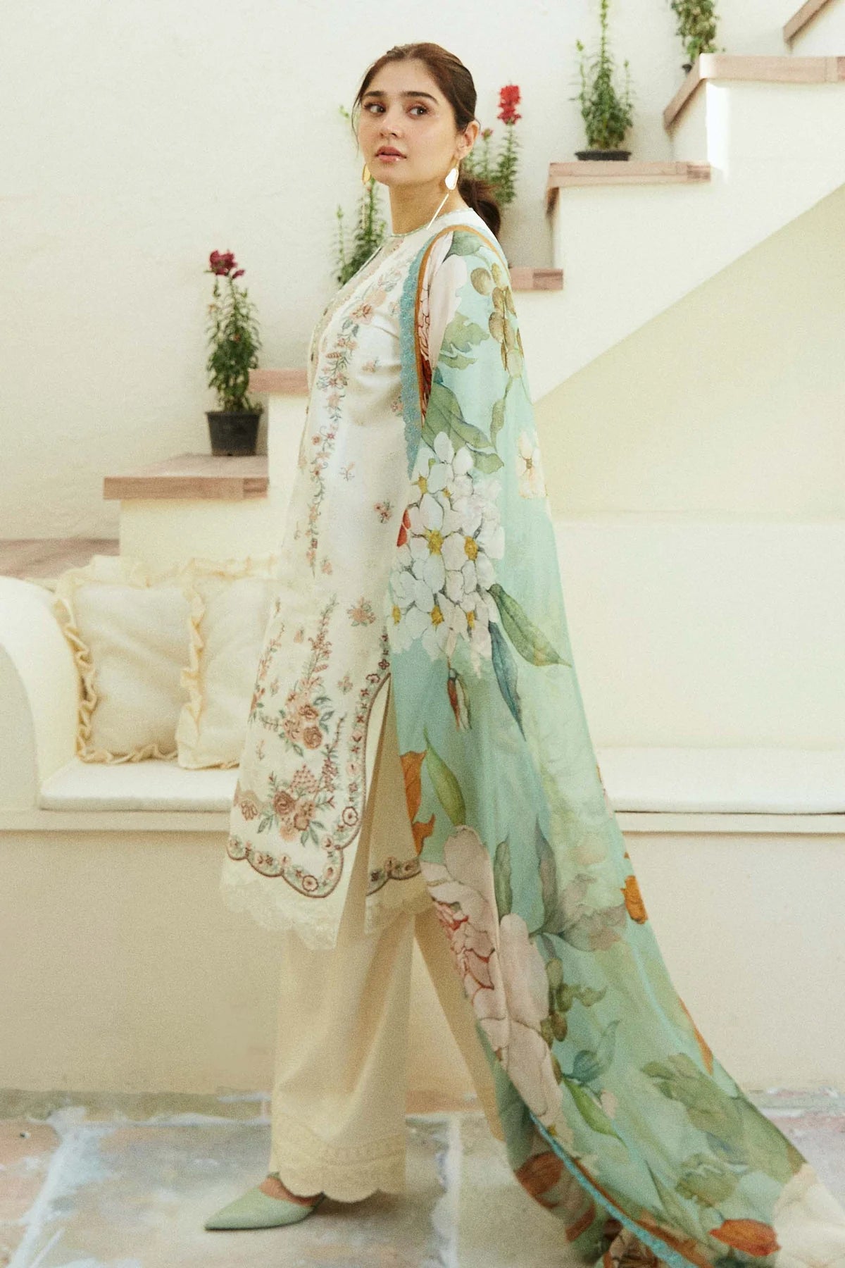 Coco By Zara Shahjahan Unstitched 3 Piece Embroidered Lawn Suit CZS24E D-10 IVORY - Festive Collection Brand Mafia by Zonash