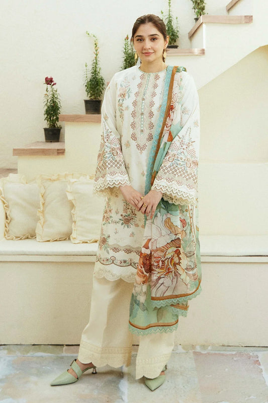 Coco By Zara Shahjahan Unstitched 3 Piece Embroidered Lawn Suit CZS24E D-10 IVORY - Festive Collection Brand Mafia by Zonash