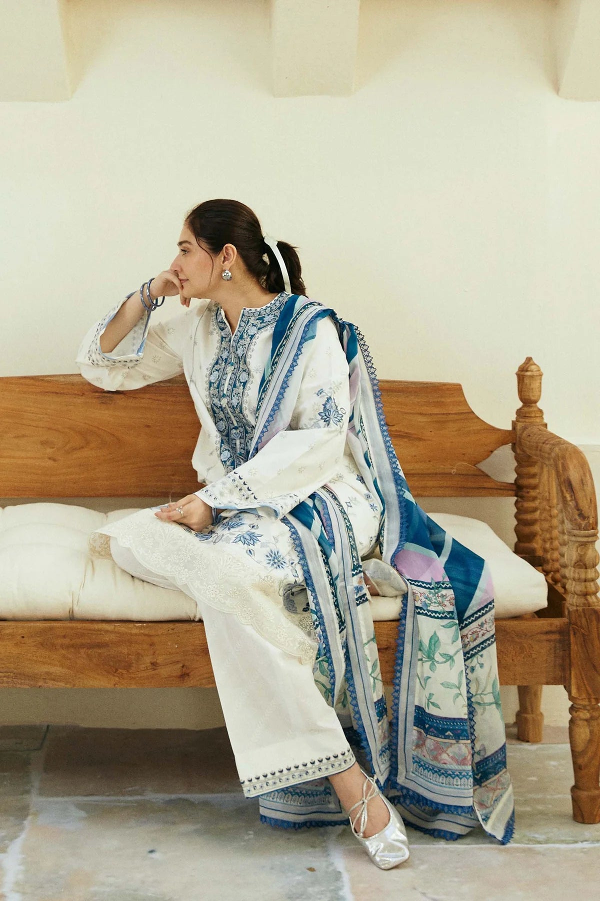 Coco By Zara Shahjahan Unstitched 3 Piece Embroidered Lawn Suit CZS24E D-4 IVORY - Festive Collection Brand Mafia by Zonash