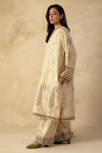 Coco By Zara Shahjahan Unstitched 3 Piece Embroidered Linen Suit CZS23W 3A - Winter Collection Brand Mafia by Zonash