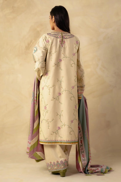 Coco By Zara Shahjahan Unstitched 3 Piece Embroidered Linen Suit CZS23W 3A - Winter Collection Brand Mafia by Zonash