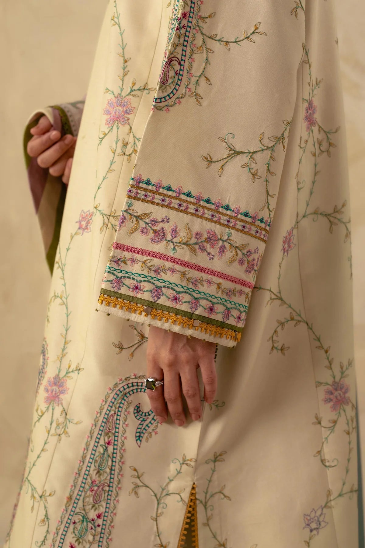 Coco By Zara Shahjahan Unstitched 3 Piece Embroidered Linen Suit CZS23W 3A - Winter Collection Brand Mafia by Zonash