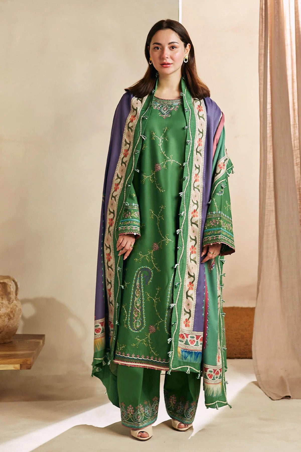 Coco By Zara Shahjahan Unstitched 3 Piece Embroidered Linen Suit CZS23W 3B - Winter Collection Brand Mafia by Zonash