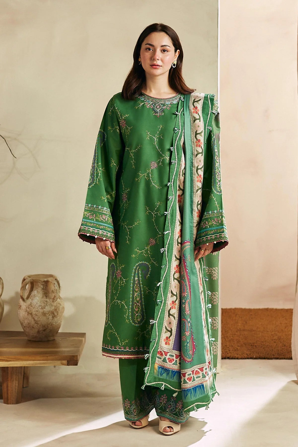 Coco By Zara Shahjahan Unstitched 3 Piece Embroidered Linen Suit CZS23W 3B - Winter Collection Brand Mafia by Zonash