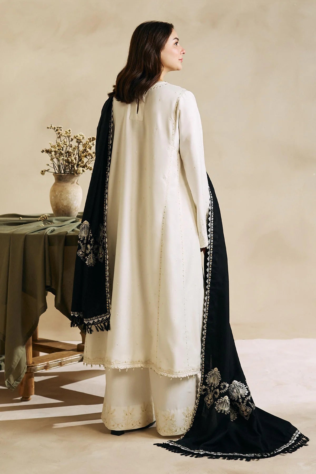 Coco By Zara Shahjahan Unstitched 3 Piece Embroidered Linen Suit CZS23W 4A - Winter Collection Brand Mafia by Zonash