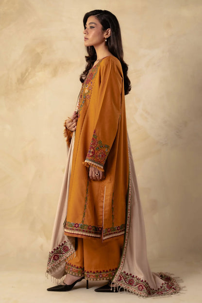 Coco By Zara Shahjahan Unstitched 3 Piece Embroidered Linen Suit CZS23W 5A - Winter Collection Brand Mafia by Zonash