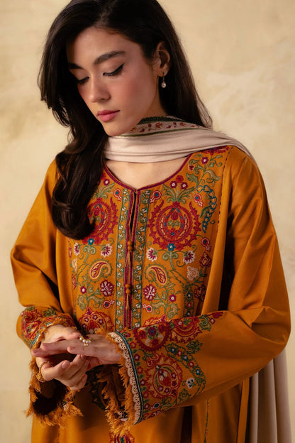 Coco By Zara Shahjahan Unstitched 3 Piece Embroidered Linen Suit CZS23W 5A - Winter Collection Brand Mafia by Zonash