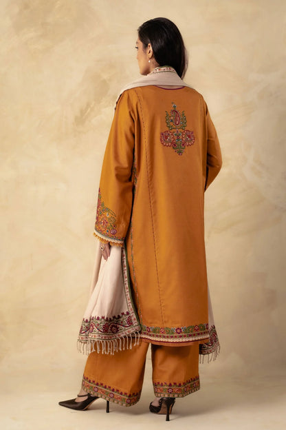 Coco By Zara Shahjahan Unstitched 3 Piece Embroidered Linen Suit CZS23W 5A - Winter Collection Brand Mafia by Zonash