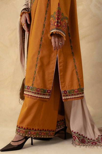 Coco By Zara Shahjahan Unstitched 3 Piece Embroidered Linen Suit CZS23W 5A - Winter Collection Brand Mafia by Zonash