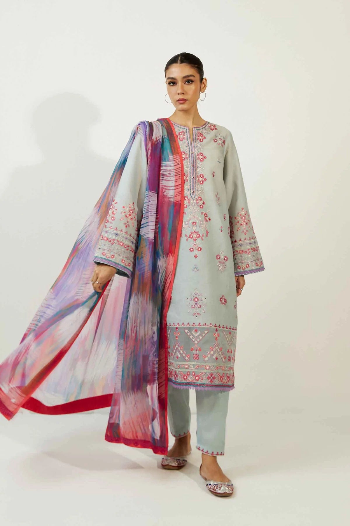 Coco by Zara Shahjahan Unstitched 3 Piece Embroidered Lawn Suit CZS23SL 7B - Summer Collection Brand Mafia by Zonash