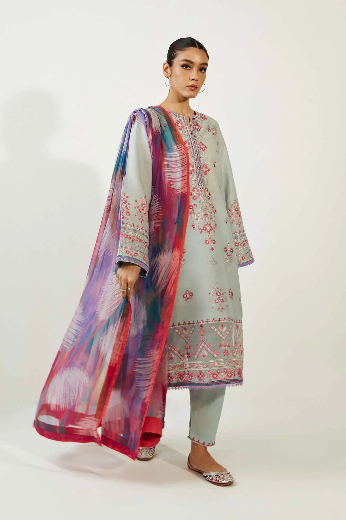 Coco by Zara Shahjahan Unstitched 3 Piece Embroidered Lawn Suit CZS23SL 7B - Summer Collection Brand Mafia by Zonash