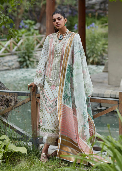 Crimson Unstitched 3 Piece Embroidered Lawn Suit CR23L 5A Ivory - Summer Collection Brand Mafia by Zonash