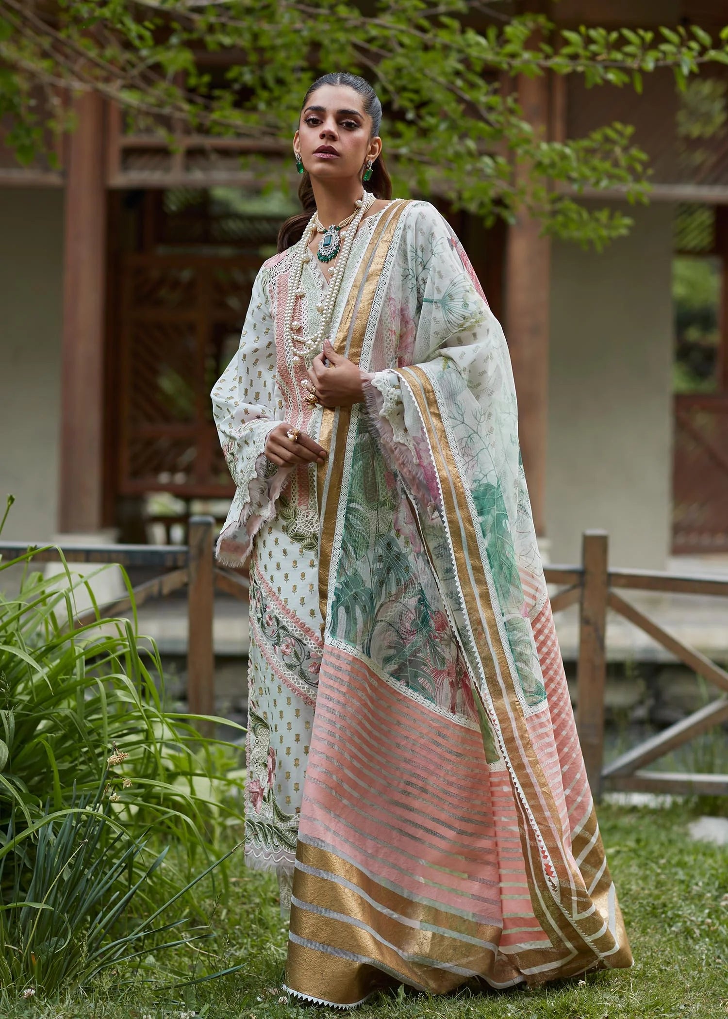 Crimson Unstitched 3 Piece Embroidered Lawn Suit CR23L 5A Ivory - Summer Collection Brand Mafia by Zonash