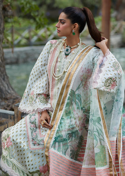 Crimson Unstitched 3 Piece Embroidered Lawn Suit CR23L 5A Ivory - Summer Collection Brand Mafia by Zonash