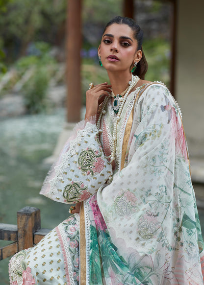 Crimson Unstitched 3 Piece Embroidered Lawn Suit CR23L 5A Ivory - Summer Collection Brand Mafia by Zonash