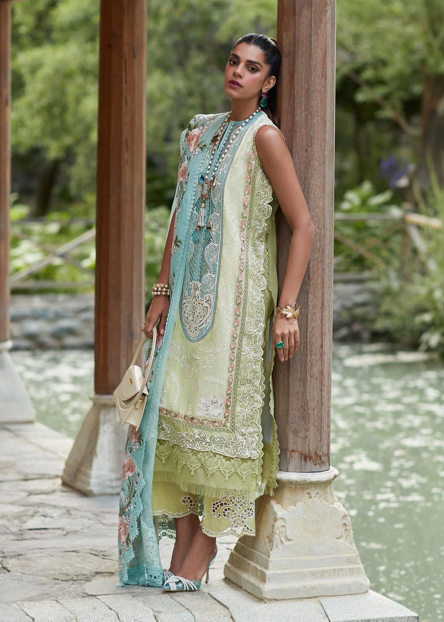 Crimson Unstitched 3 Piece Embroidered Lawn Suit CR23L 6A Lime - Summer Collection Brand Mafia by Zonash