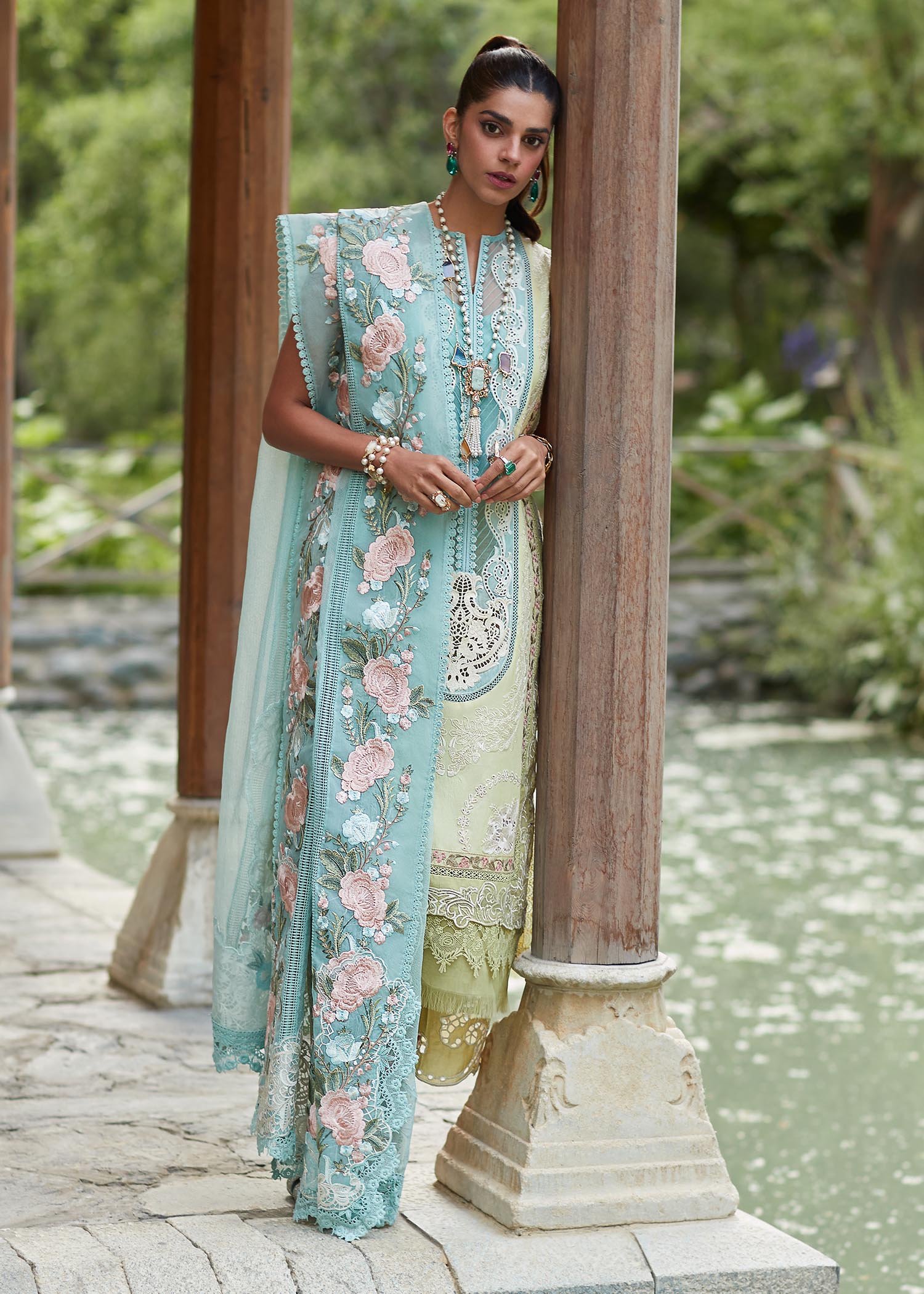 Crimson Unstitched 3 Piece Embroidered Lawn Suit CR23L 6A Lime - Summer Collection Brand Mafia by Zonash