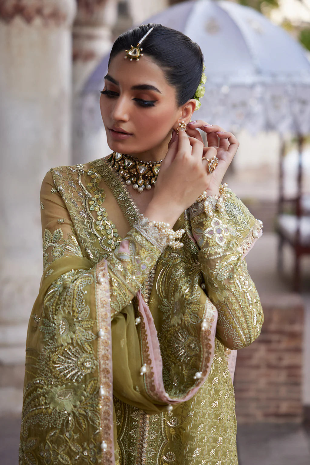 Dastangoi By Afrozeh Unstitched 3 Piece Embroidered Organza Suit DGAF23 AWE-23-V1-03 Shehnaz - Wedding Collection Brand Mafia by Zonash