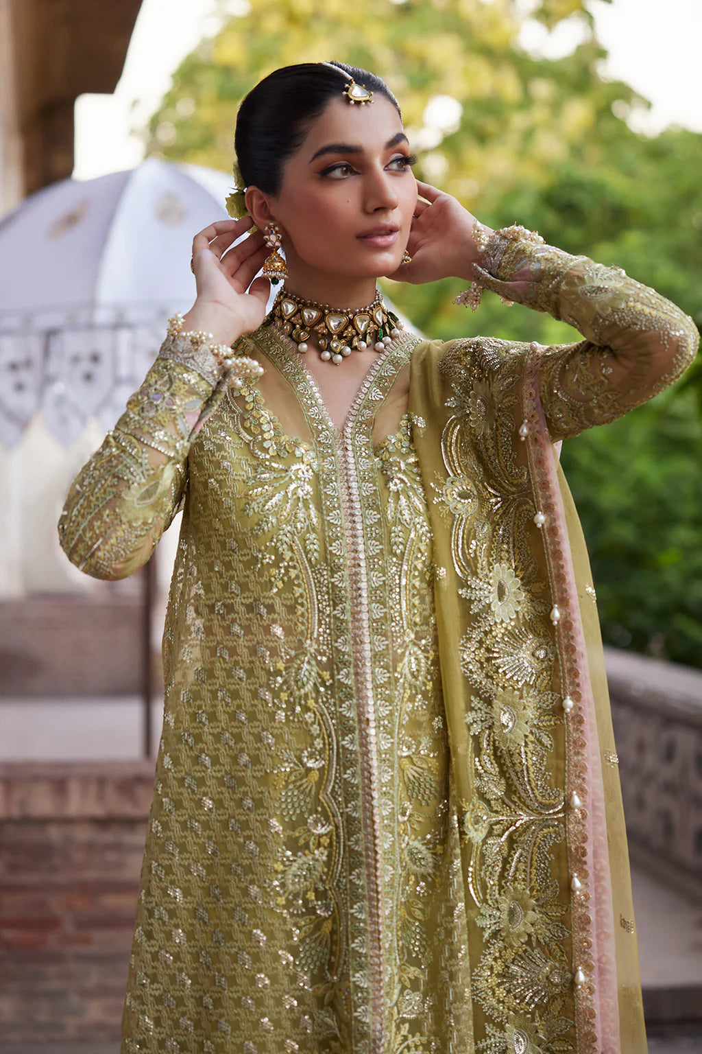 Dastangoi By Afrozeh Unstitched 3 Piece Embroidered Organza Suit DGAF23 AWE-23-V1-03 Shehnaz - Wedding Collection Brand Mafia by Zonash