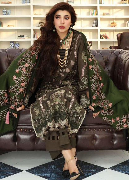 Elaf Unstitched 3 Piece Embroidered Slub Khaddar Suit LWEL21 EWC-02A Henna - Winter Collection Brand Mafia by Zonash