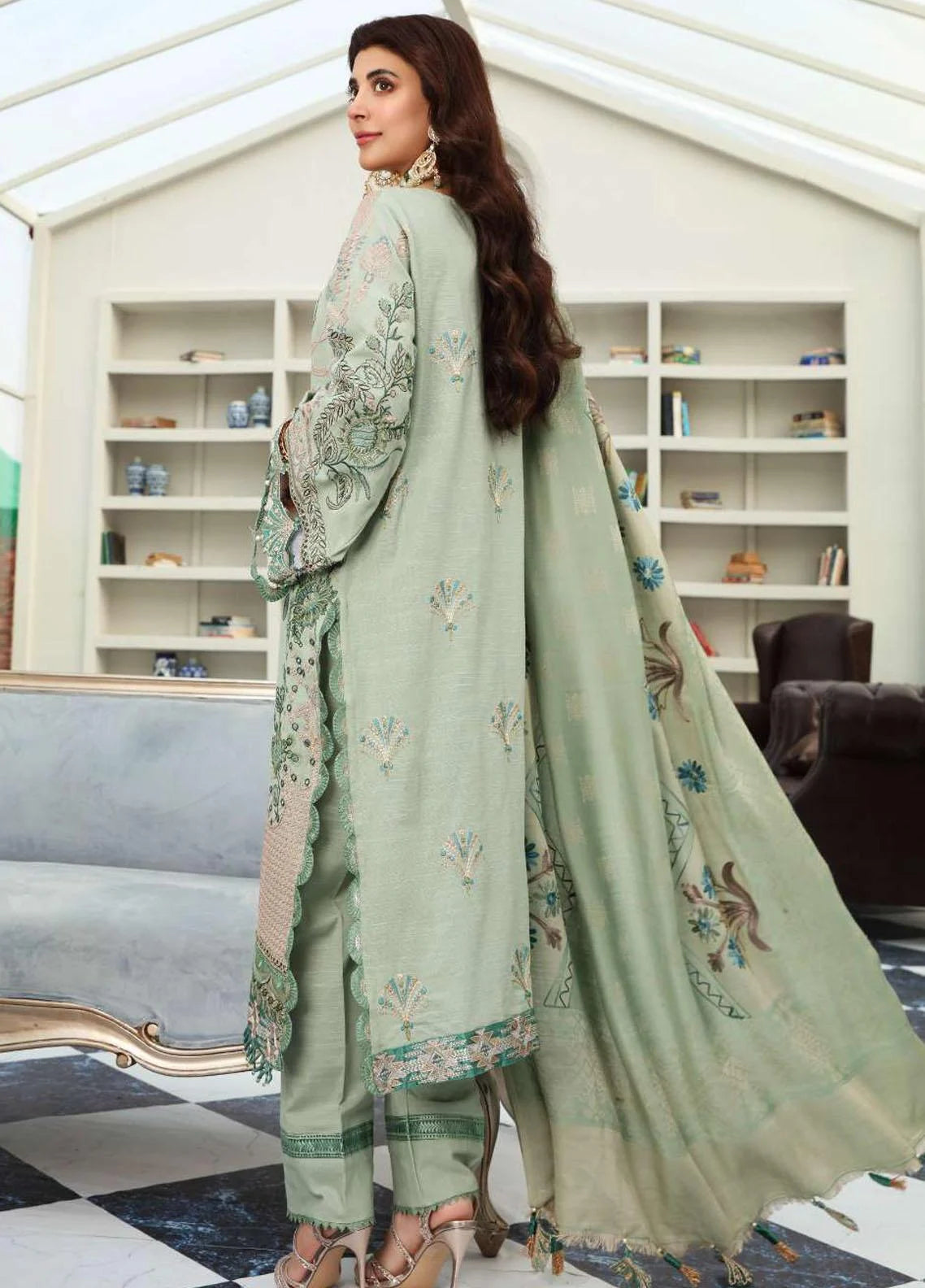 Elaf Unstitched 3 Piece Embroidered Slub Khaddar Suit LWEL21 EWC-04 Tranquil - Winter Collection Brand Mafia by Zonash