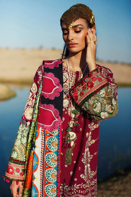 Elan Embroidered Lawn Suit Unstitched 3 Piece SEL22 EL22-09A NIMA - Summer Collection Brand Mafia by Zonash