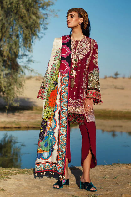 Elan Embroidered Lawn Suit Unstitched 3 Piece SEL22 EL22-09A NIMA - Summer Collection Brand Mafia by Zonash