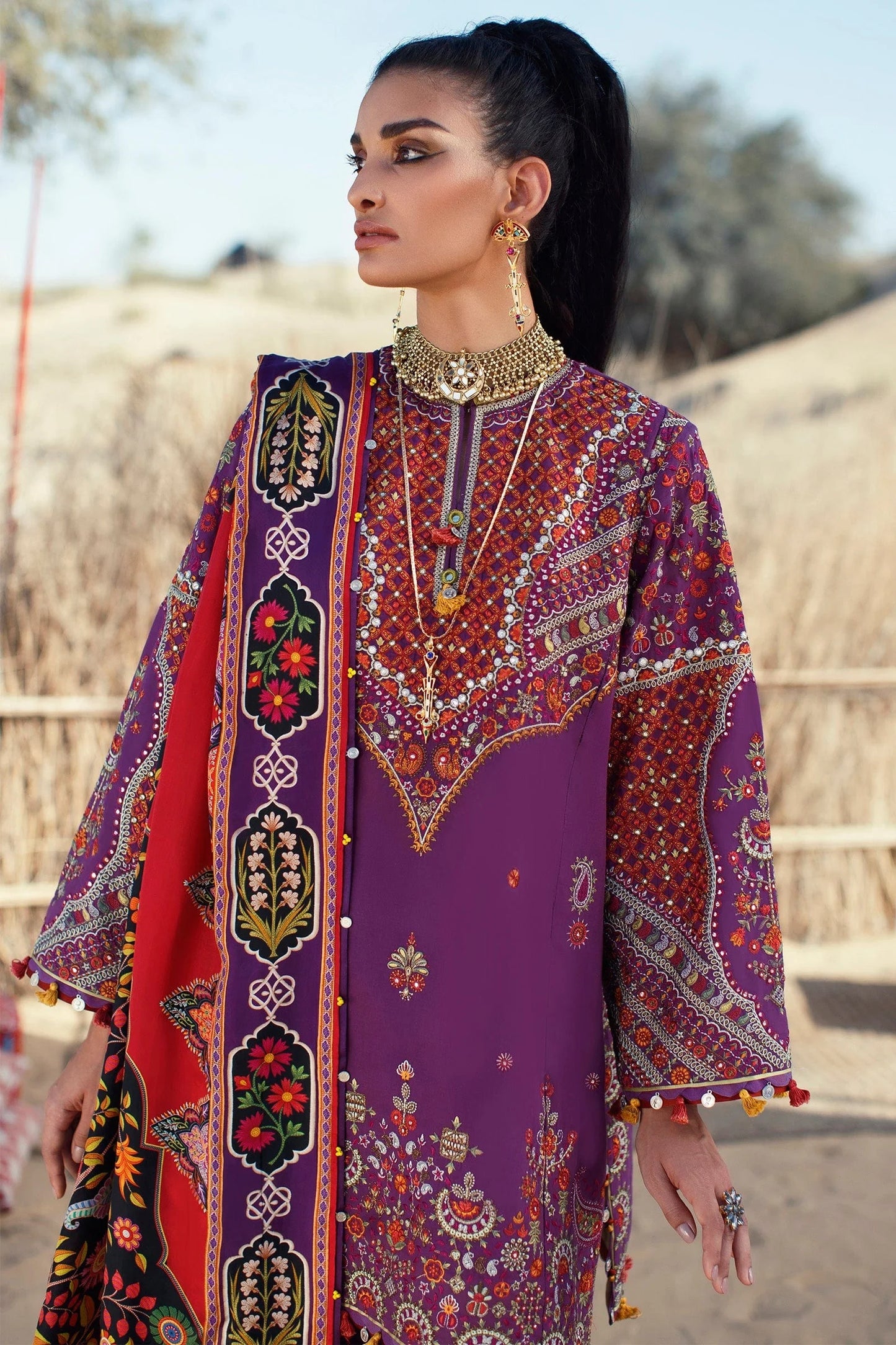 Elan Unstitched 3 Piece Embroidered Lawn Suit EL22S EL22-13A MIRZETA - Summer Collection Brand Mafia by Zonash