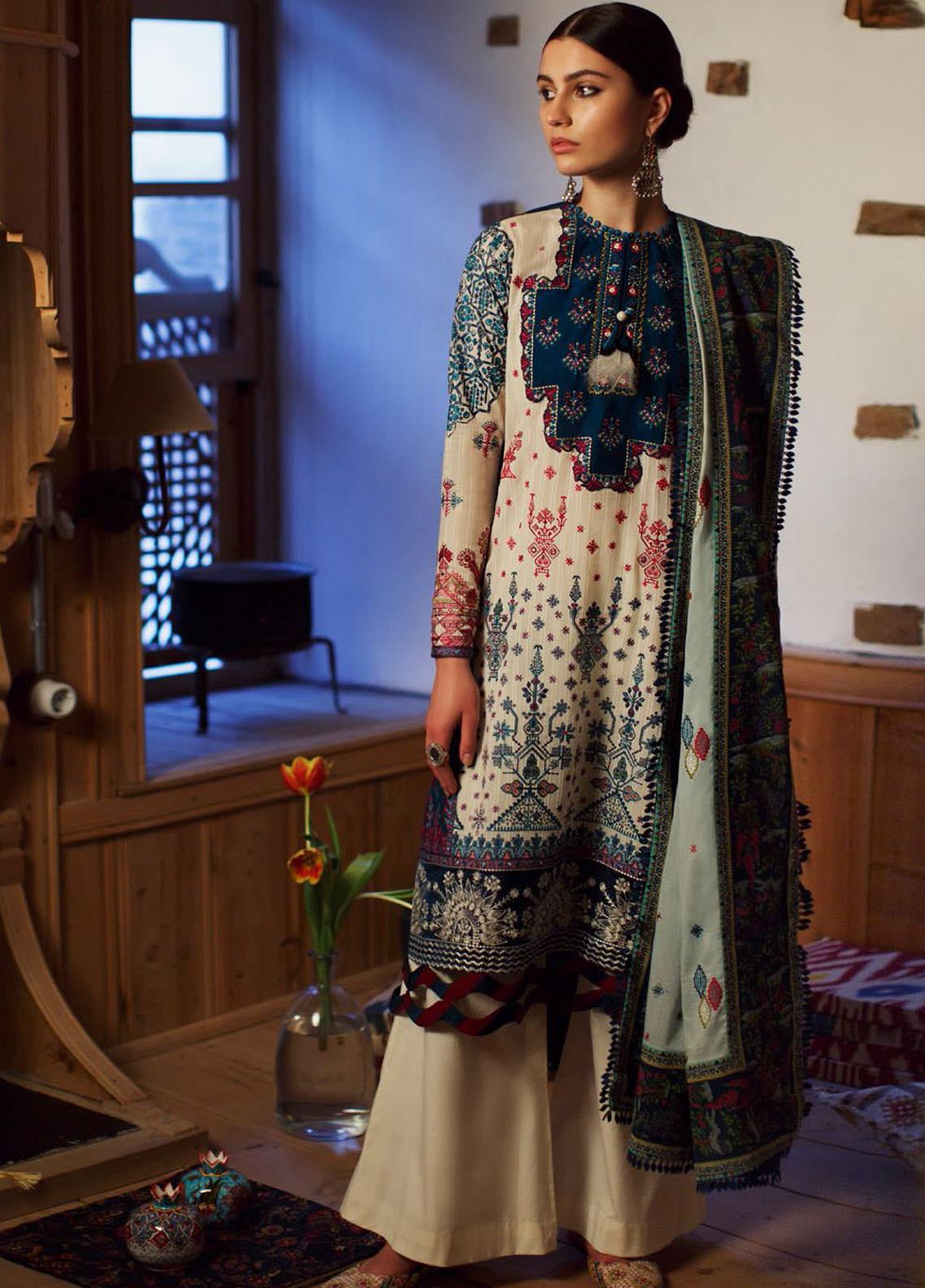 Elan Unstitched 3 Piece Embroidered Lawn Suit OREL21 EL21-01-B Melike - Summer Collection Brand Mafia by Zonash