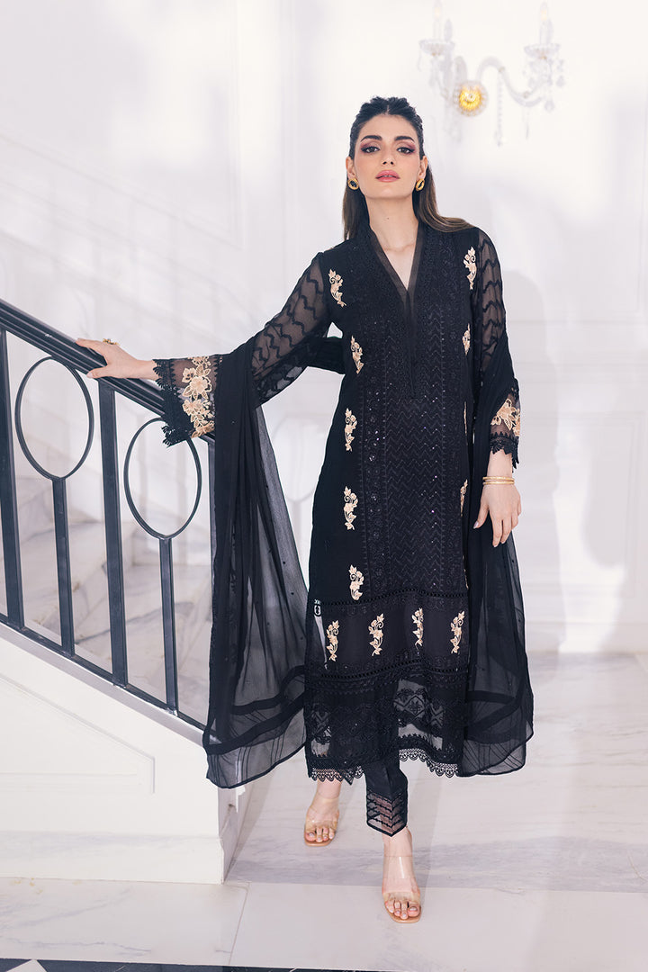 Ensembles By Azure Unstitched 3 Piece Embroidered Chiffon Suit AZU23ESE3 Cendre-Muse - Festive Collection Brand Mafia by Zonash